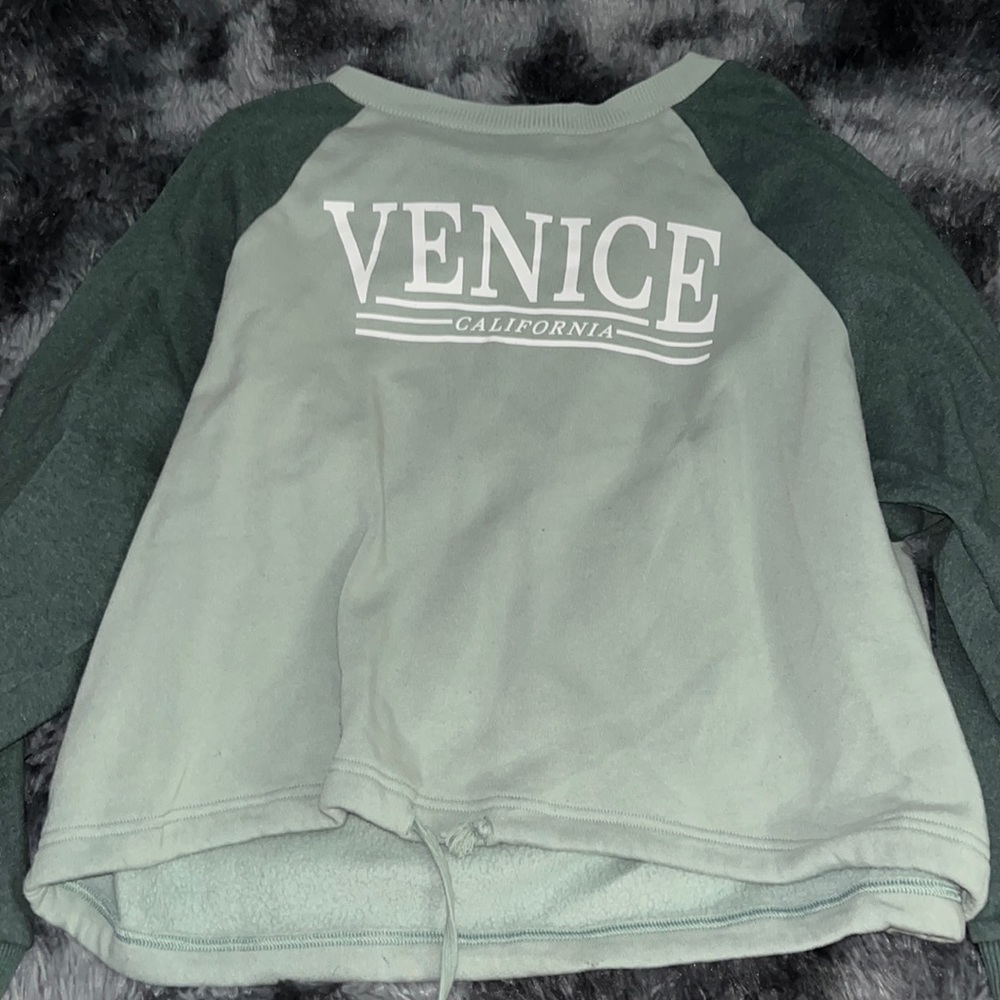 Green Pullover Cropped Tie Sweater